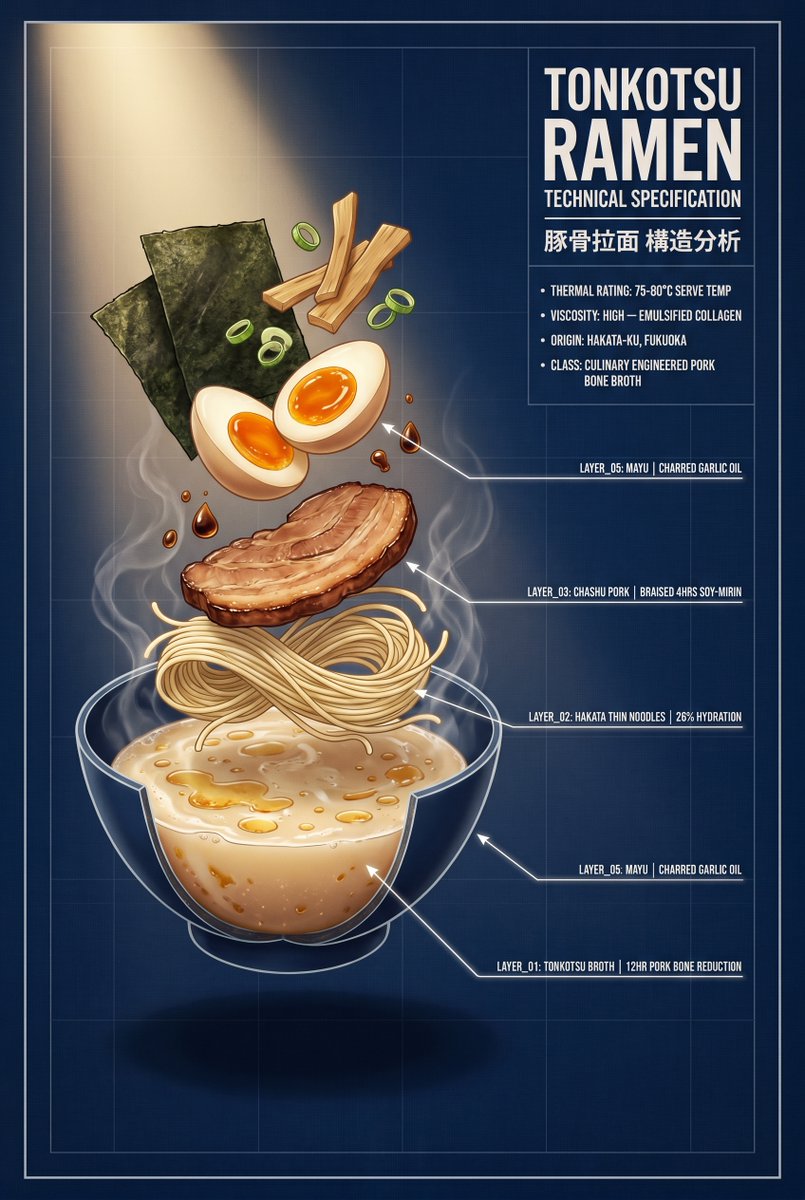 Tonkotsu Ramen Blueprint Poster preview image
