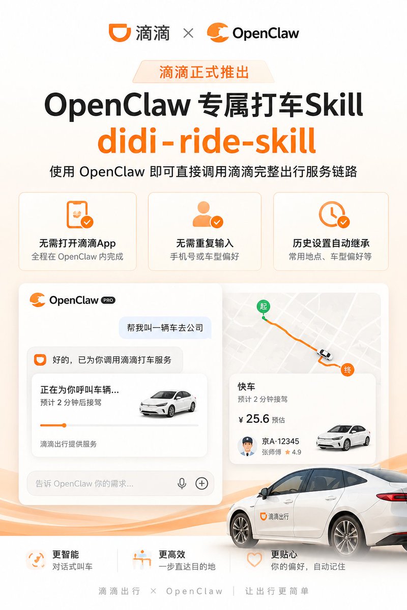 Didi OpenClaw Ride Skill Poster preview image