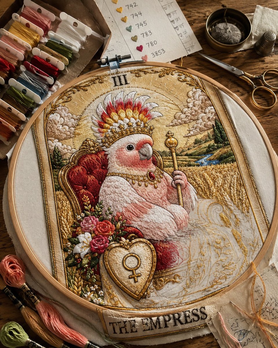 Embroidered Empress Tarot Cockatoo preview image
