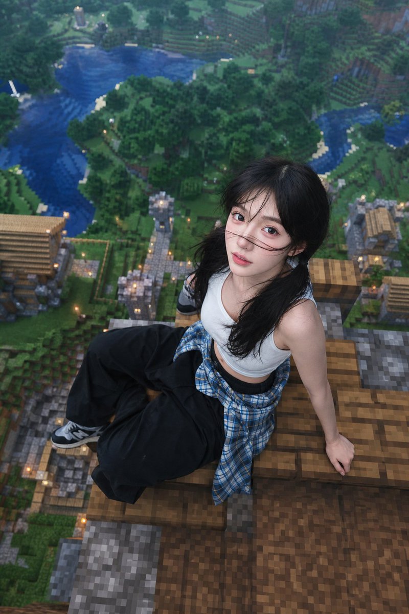 Minecraft Rooftop Aerial Portrait preview image