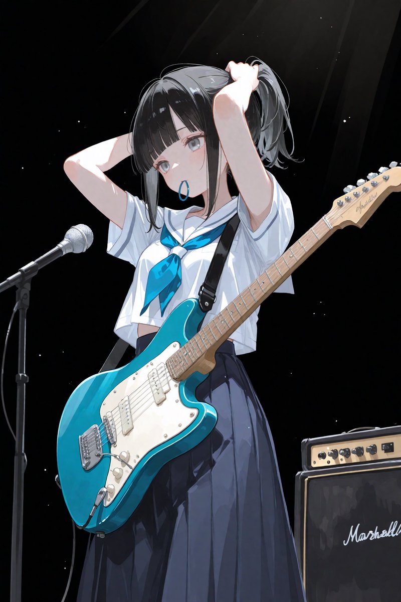 Anime Schoolgirl Guitarist on Stage preview image