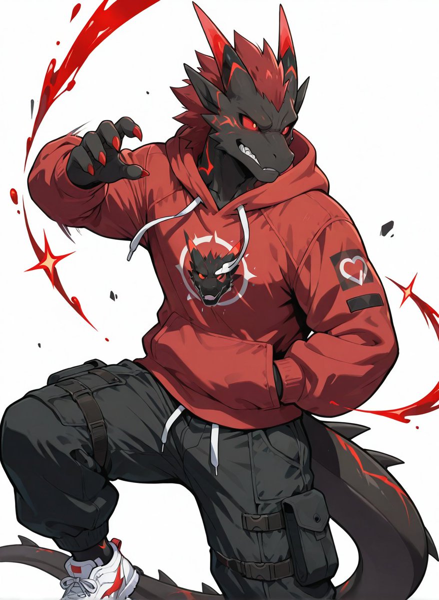 Red Hoodie Dragon-Wolf Warrior preview image