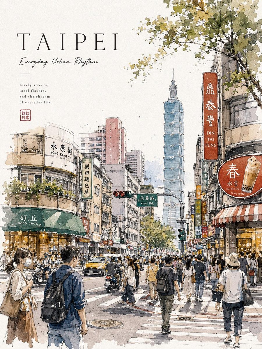 Watercolor Urban Travel Poster preview image