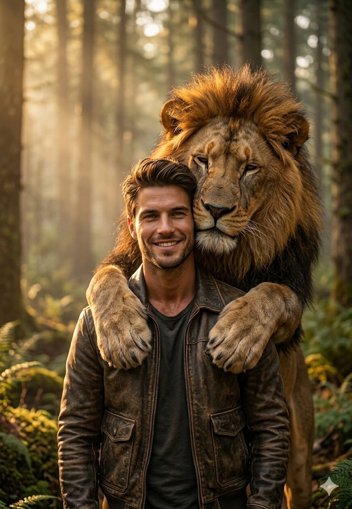 Man and Lion Forest Portrait preview image
