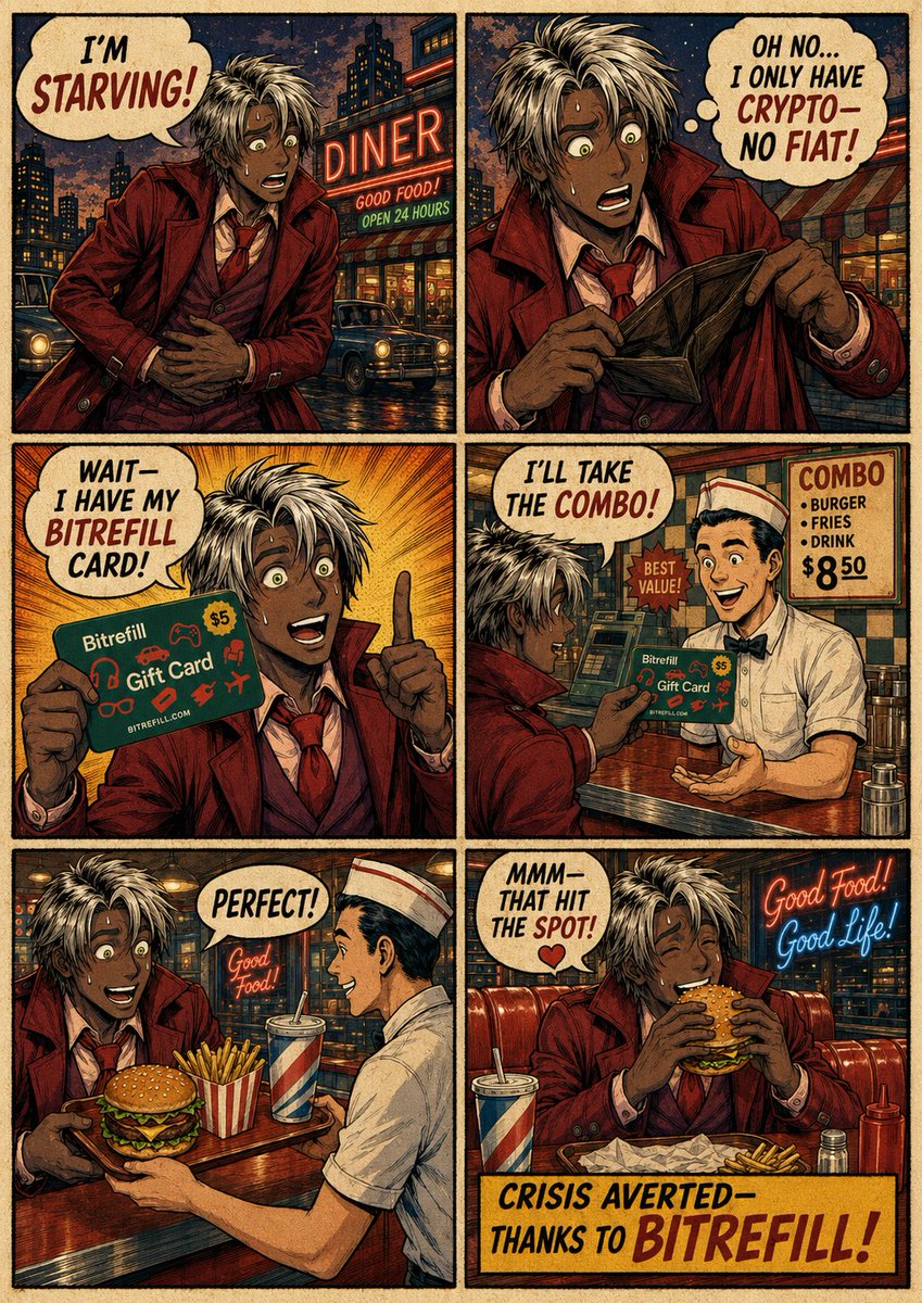 Retro Bitrefill Diner Comic Ad preview image
