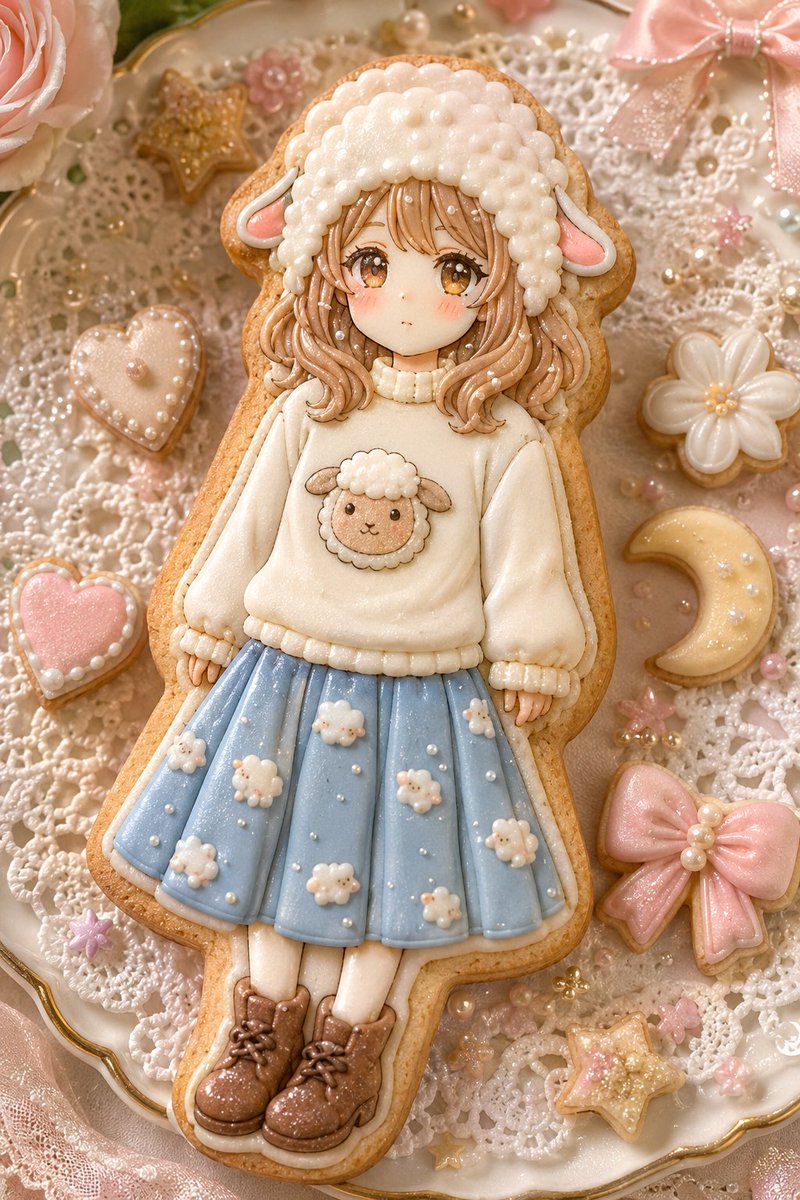 Kawaii Sheep Girl Icing Cookie preview image