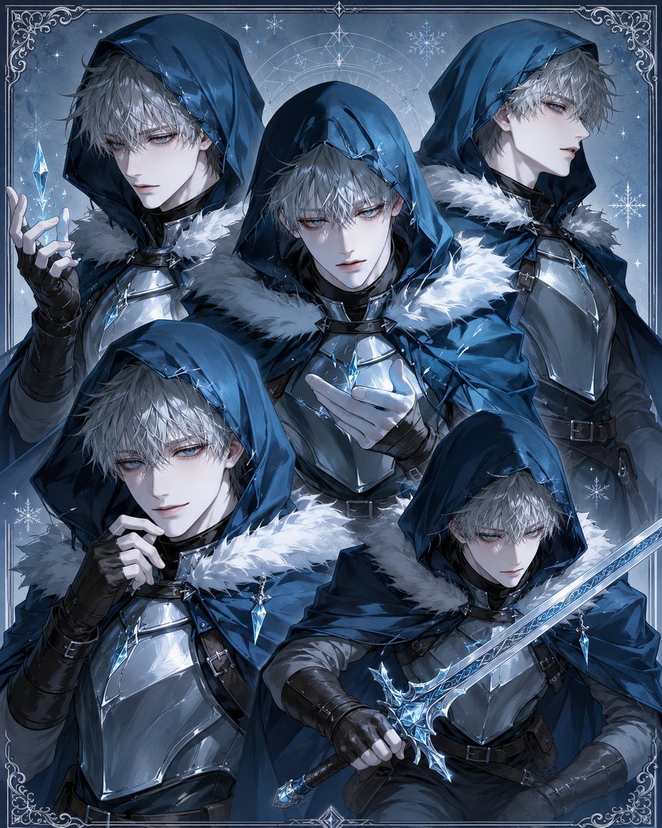 Hooded Ice Knight Pose Collage preview image