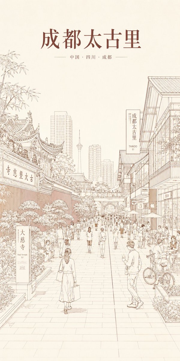 Chengdu Taikoo Li Line Art Poster preview image