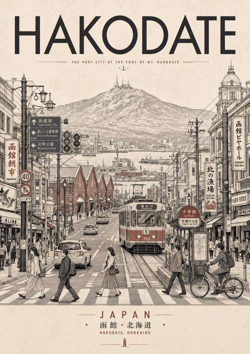 Vintage Hakodate Travel Poster preview image