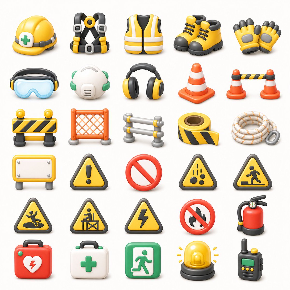 3D Construction Safety Icon Set preview image