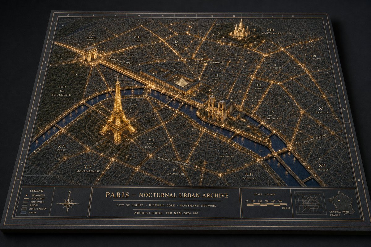 Paris Nocturnal Urban Archive Map preview image