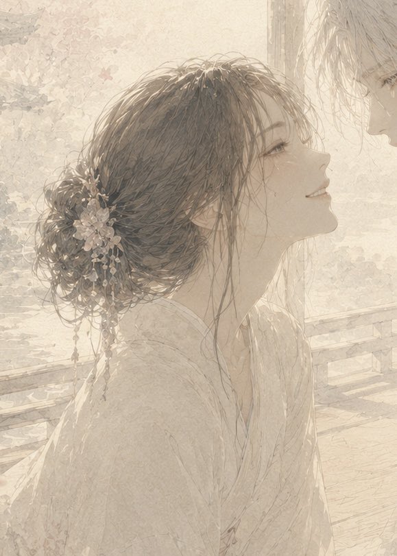 Soft Censored Bridal Kiss Illustration preview image