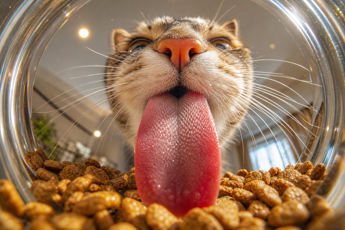Macro Cat Tongue in Food Bowl preview image