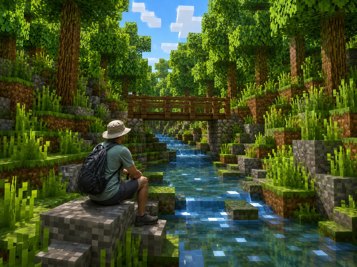 Real Hiker in Minecraft Forest preview image