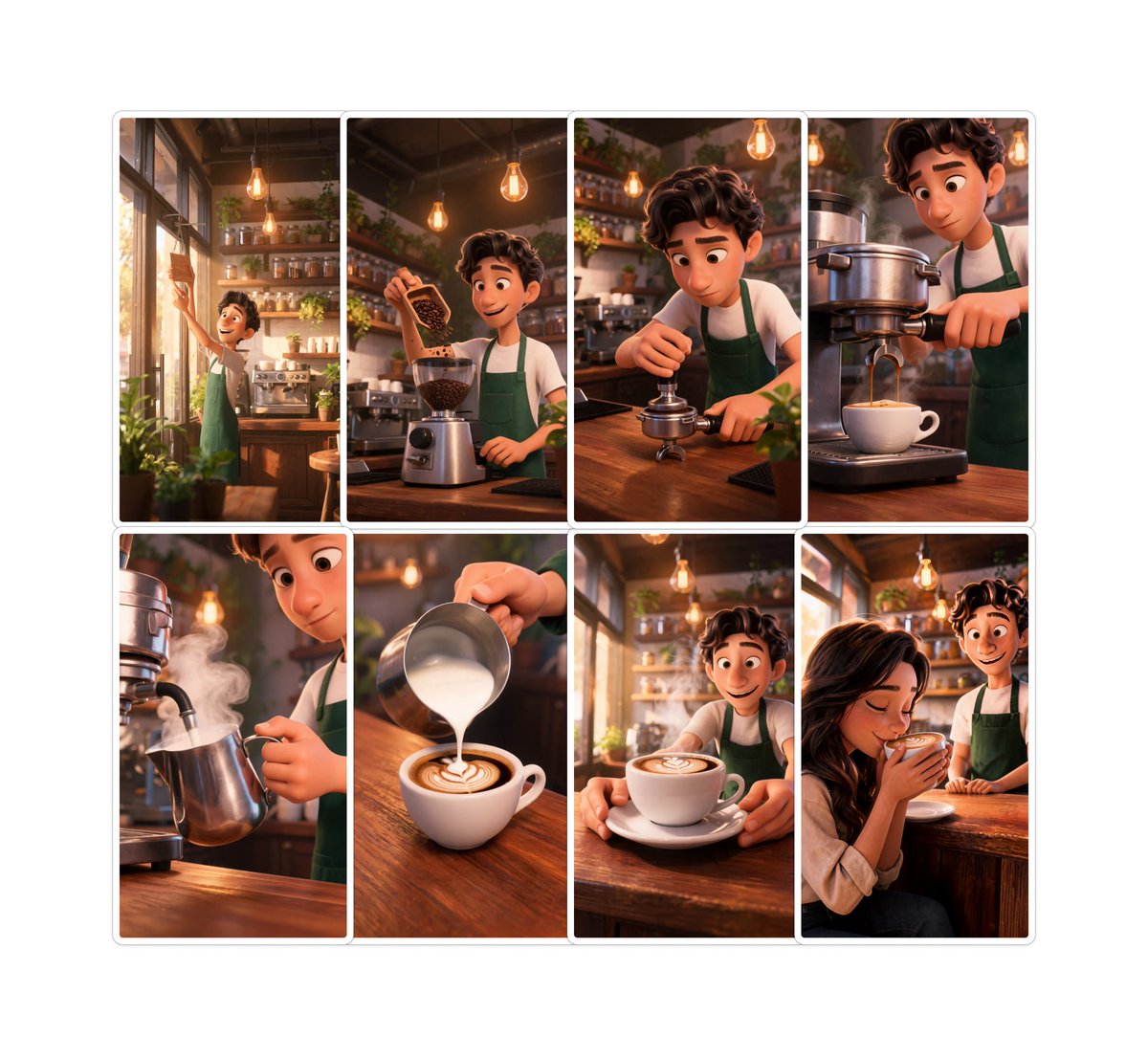 Pixar-Style Coffee Brand Storyboard preview image