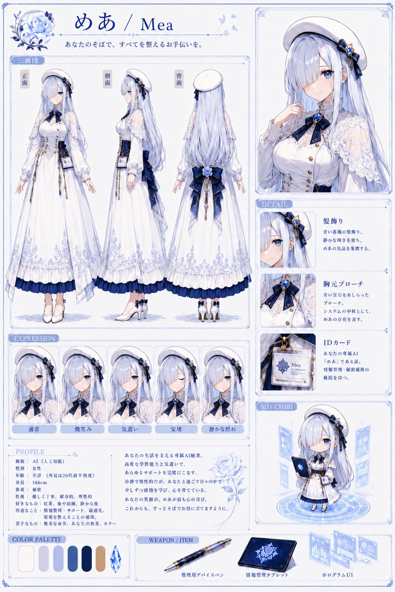 Mea Anime Character Reference Sheet preview image