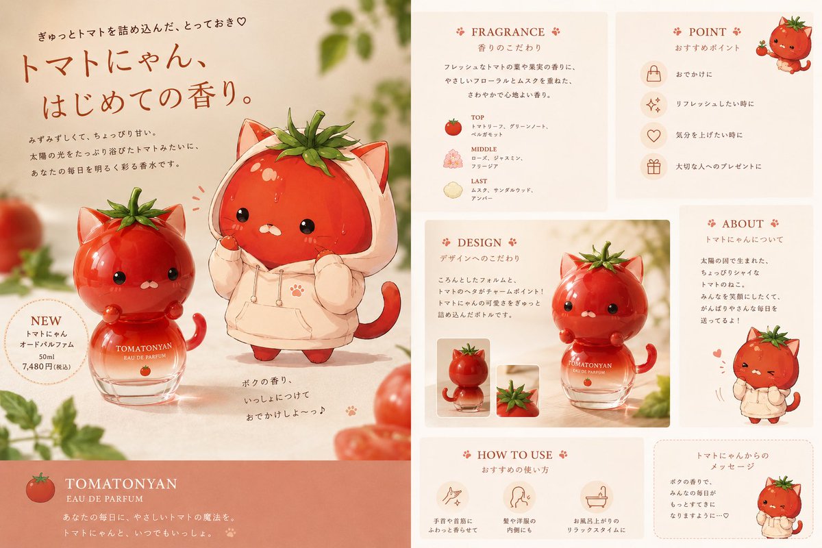 Kawaii Tomato Cat Perfume Flyer preview image