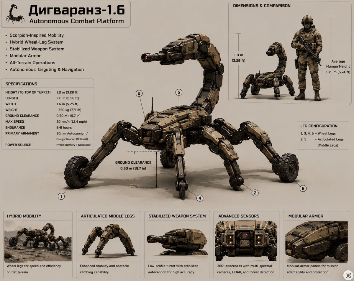 Scorpion Combat Robot Spec Sheet preview image