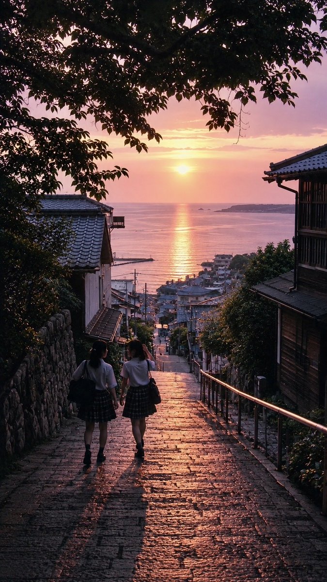 Nostalgic Japanese Seaside Sunset preview image