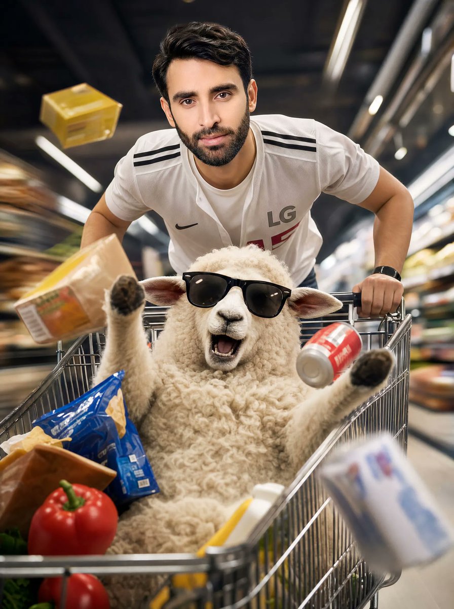 Man Racing Cart with Sheep preview image