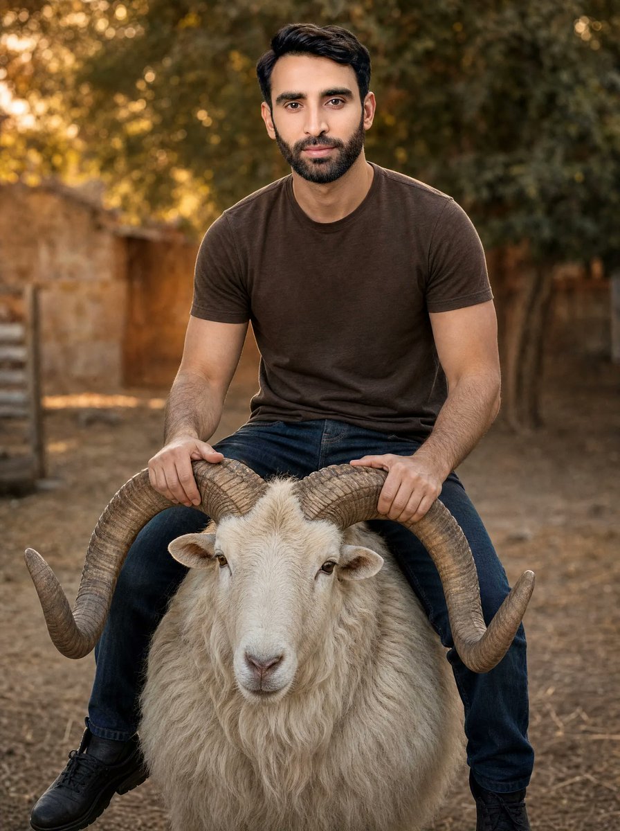 Man Riding a White Ram preview image