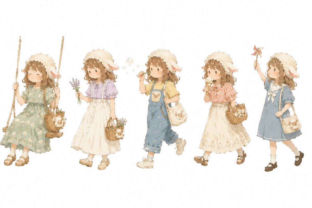 Watercolor Cottagecore Girl Lineup preview image