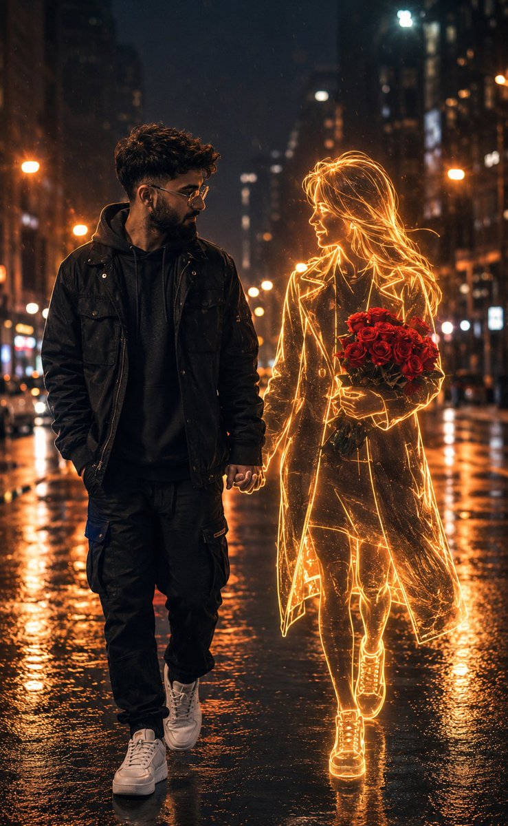 Holographic Woman in Urban Night preview image