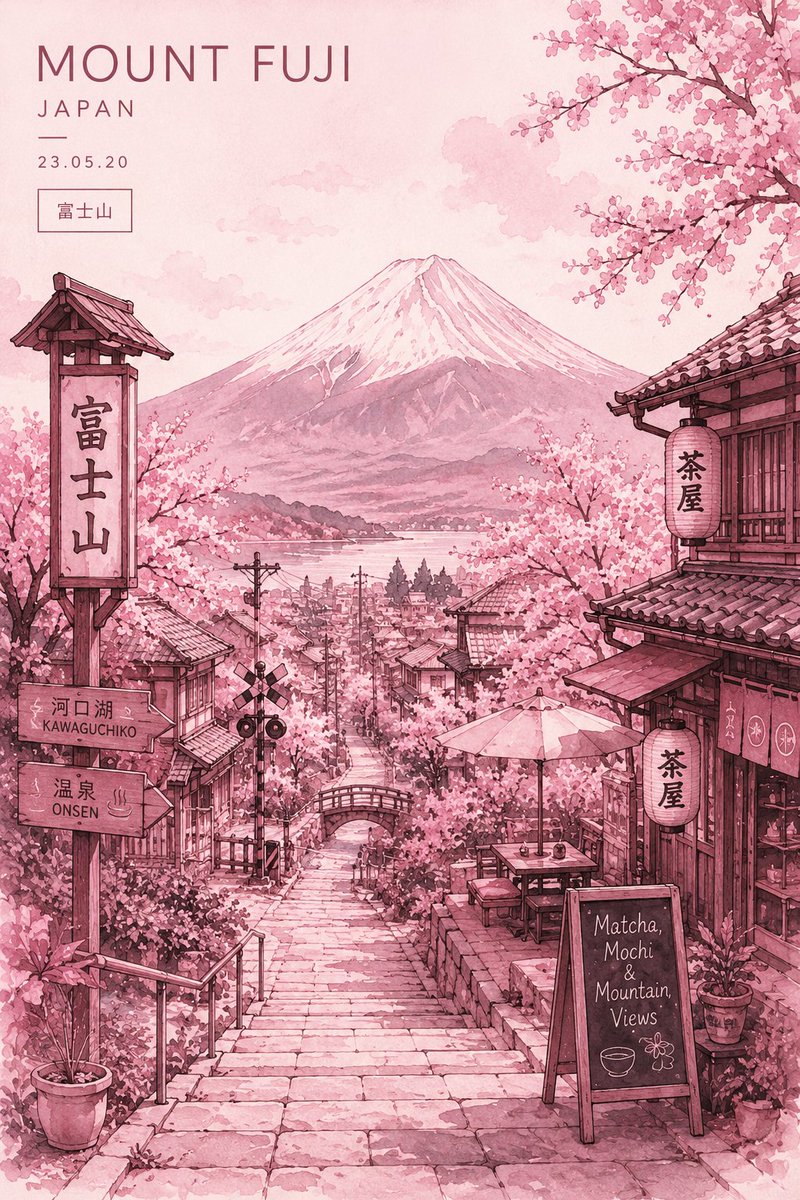 Watercolor Mount Fuji Travel Poster preview image