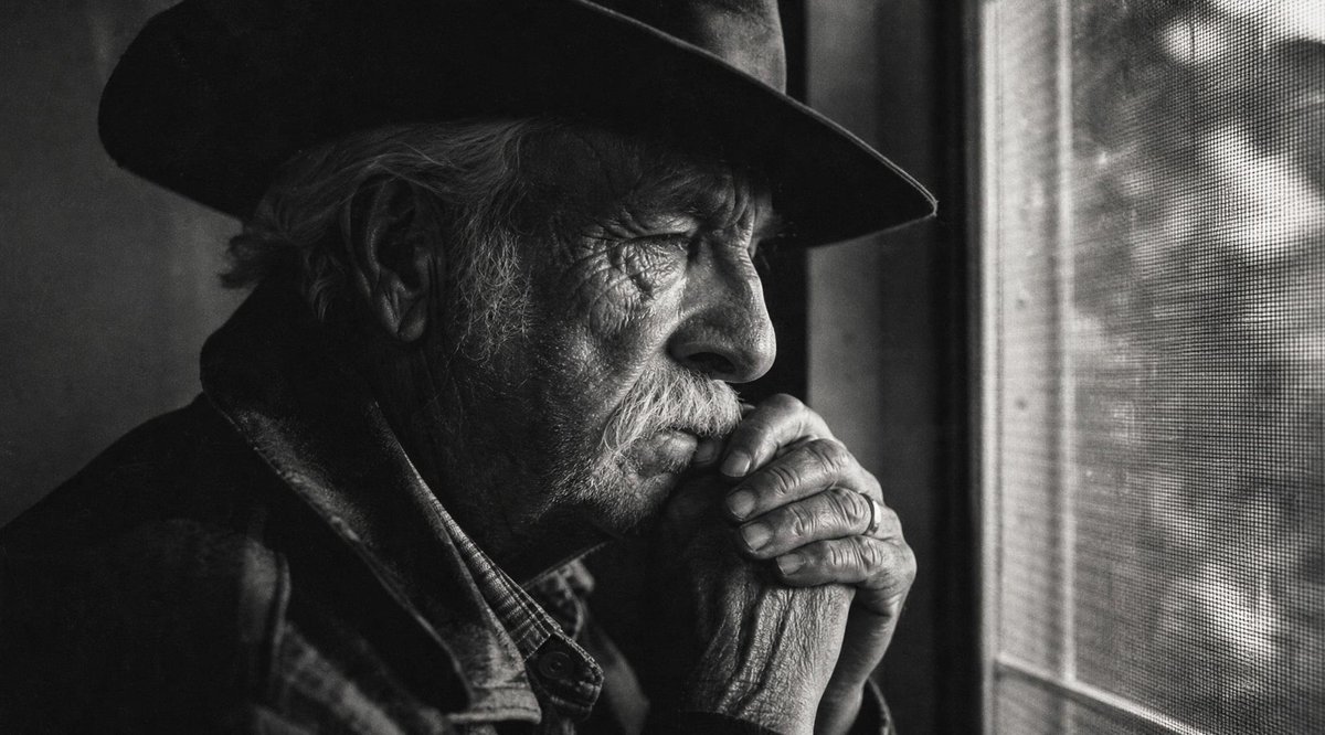 Moody Censored Elderly Man Portrait preview image