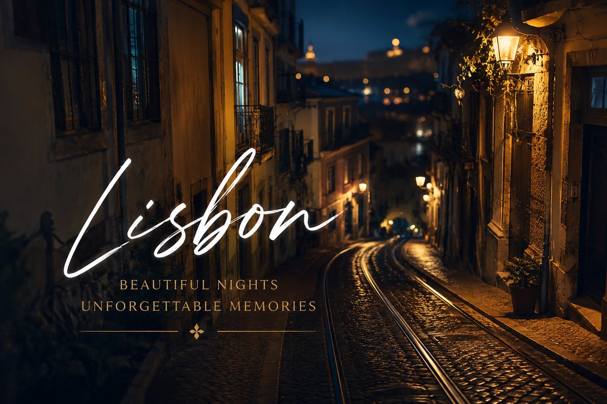 Lisbon Night Travel Poster preview image