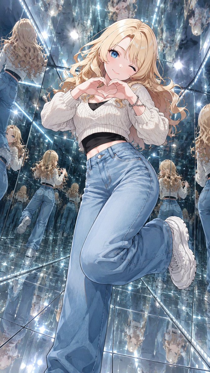 Anime Girl in Mirror Room preview image