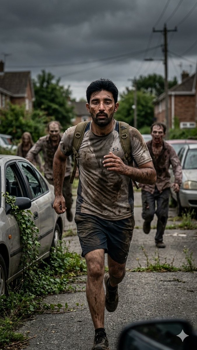 Desperate Runner on Stormy Street preview image