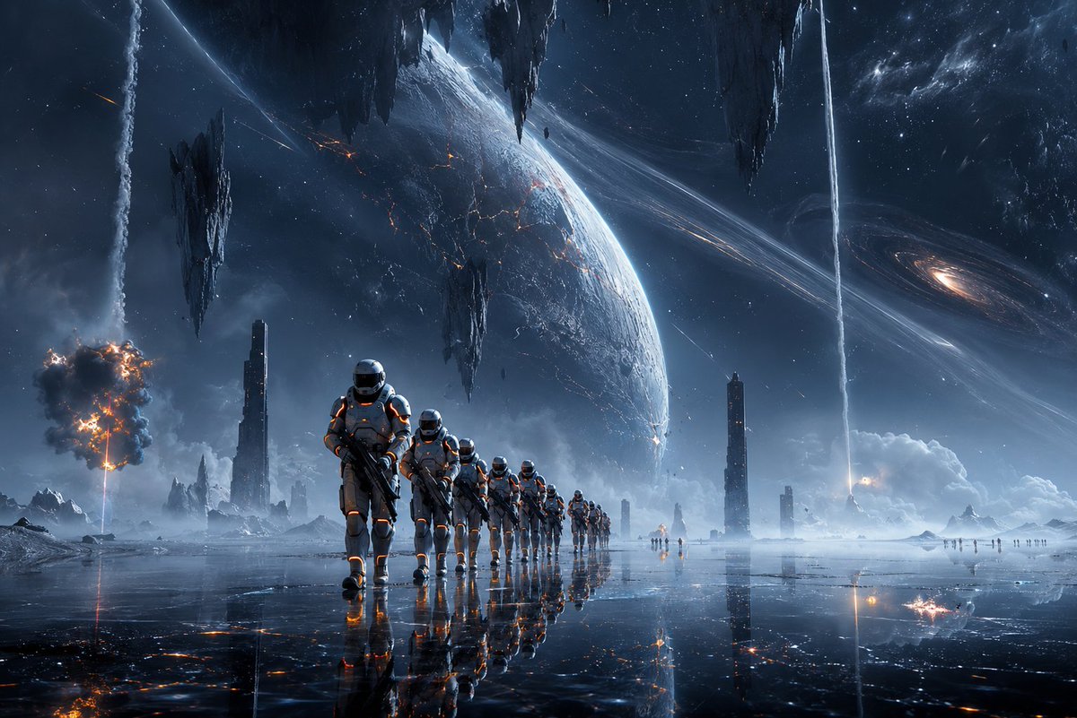 Cinematic Astronauts on Alien Ice World preview image