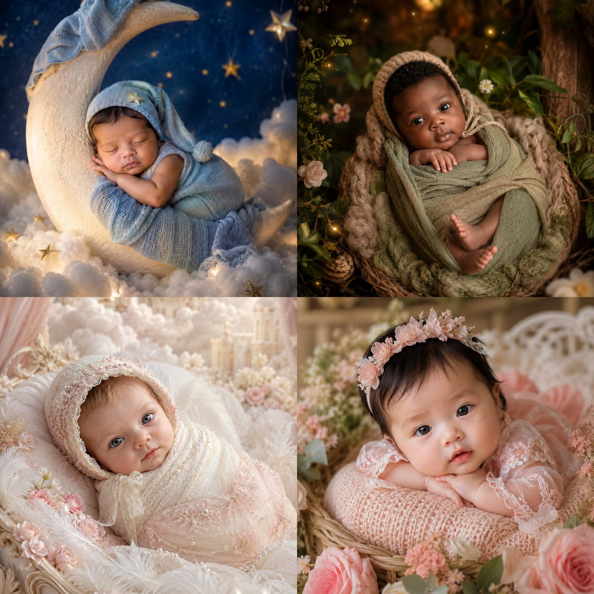 Four-Theme Newborn Portrait Collage preview image
