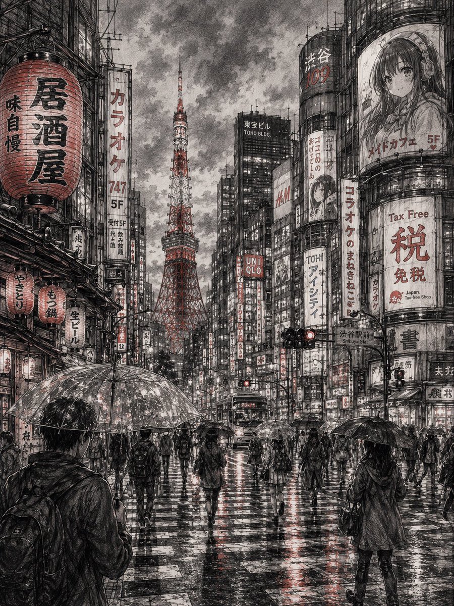 Detailed Cityscape Pencil Sketch preview image
