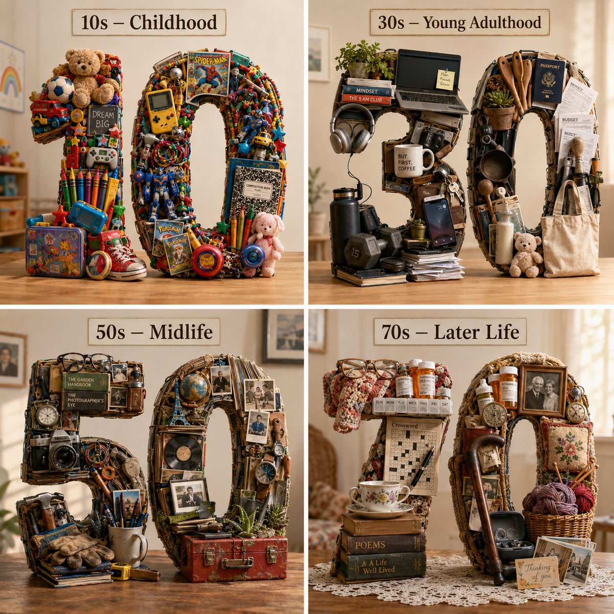 Typographic Human Life Stages Sculpture preview image