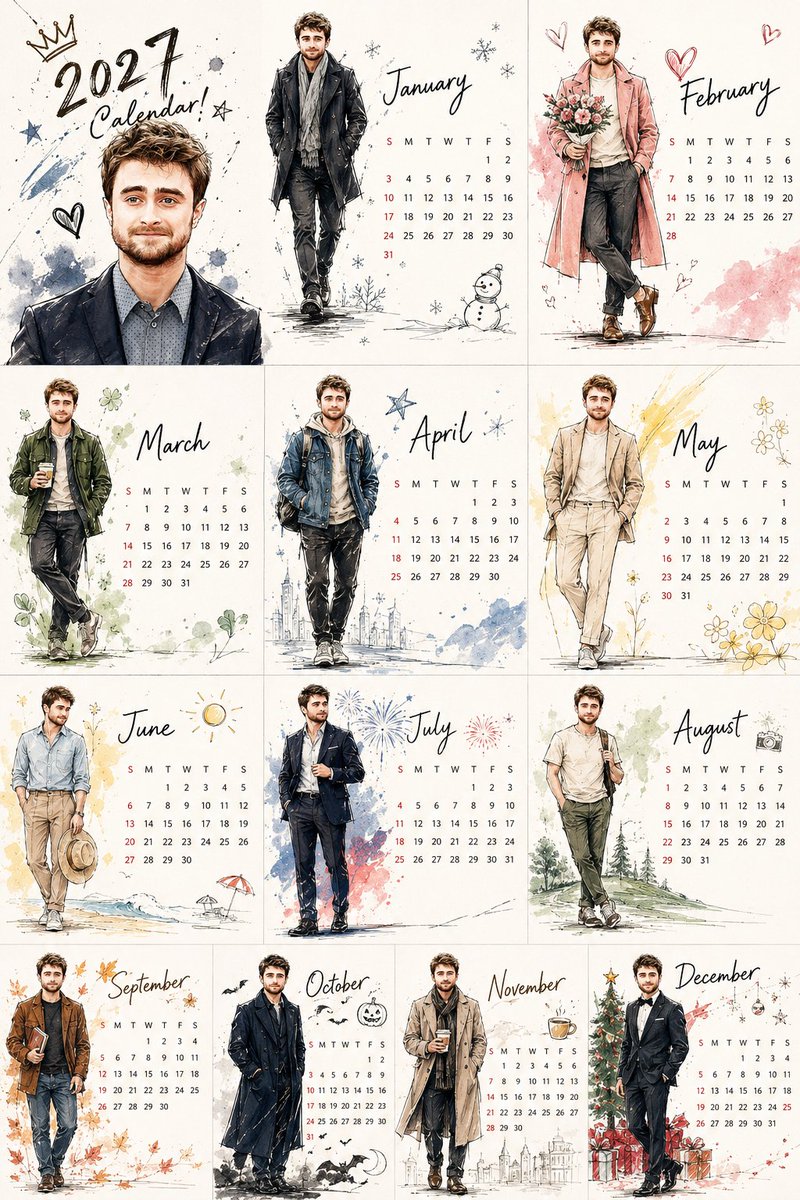 Korean Style 2027 Illustrated Desktop Calendar preview image