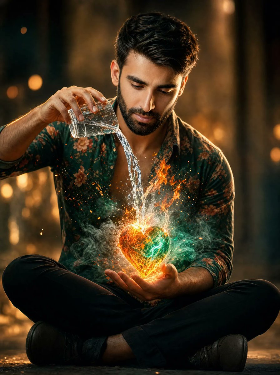 Man Pouring Water on Magic Heart preview image