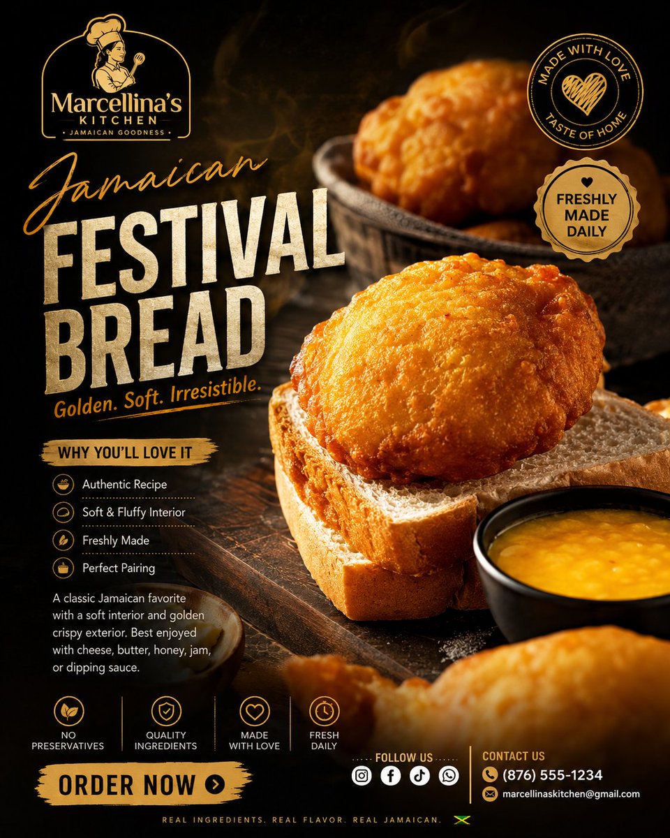 Luxury Jamaican Festival Bread Poster preview image