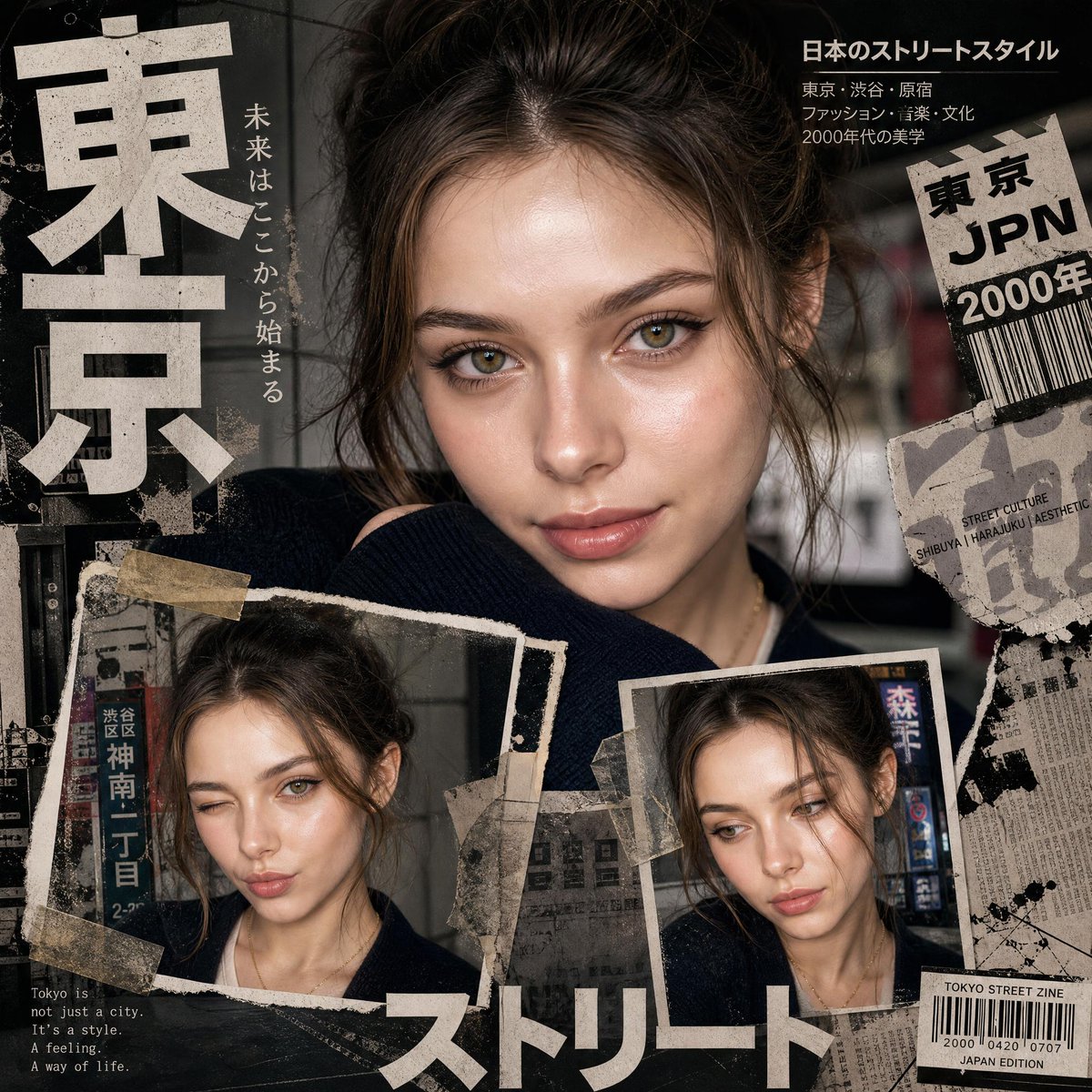 Y2K Japanese editorial collage poster preview image