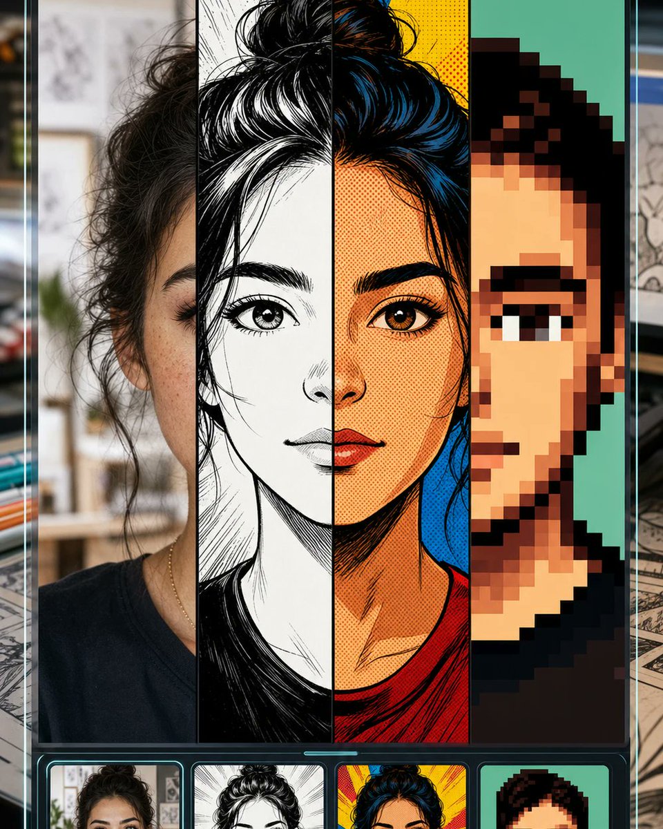 Selfie to Comic Style Split Mockup preview image
