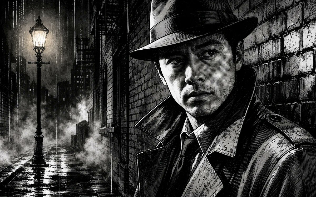 Noir Detective Rainy Alley Portrait preview image