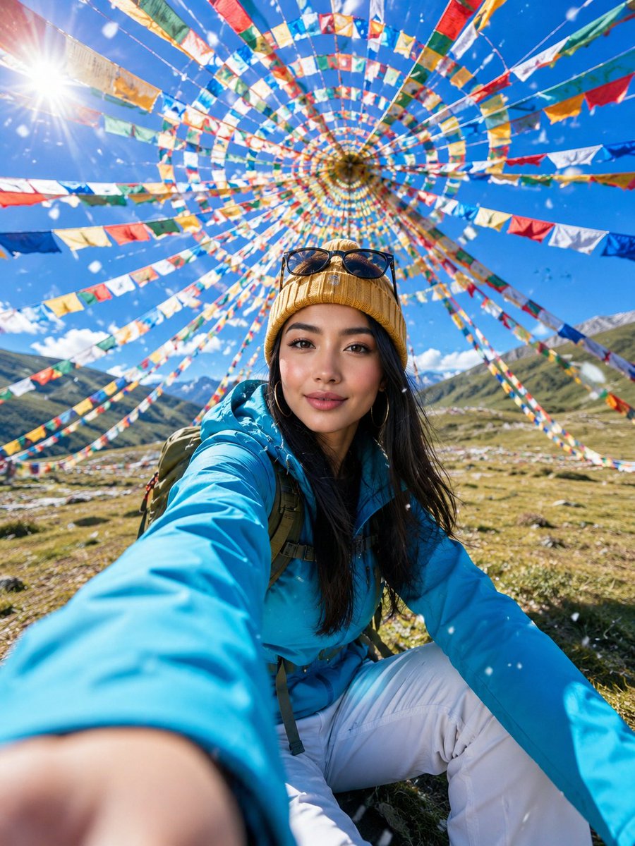 Alpine Meadow Travel Selfie Portrait preview image
