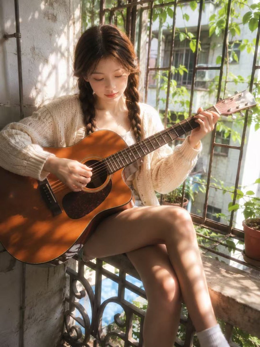 Dreamy Balcony Guitar Portrait preview image