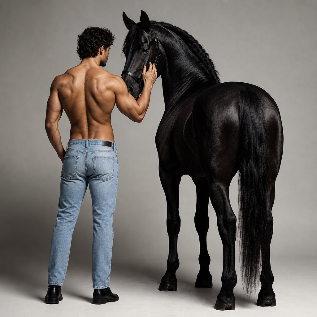 Minimalist Studio Portrait with Horse preview image
