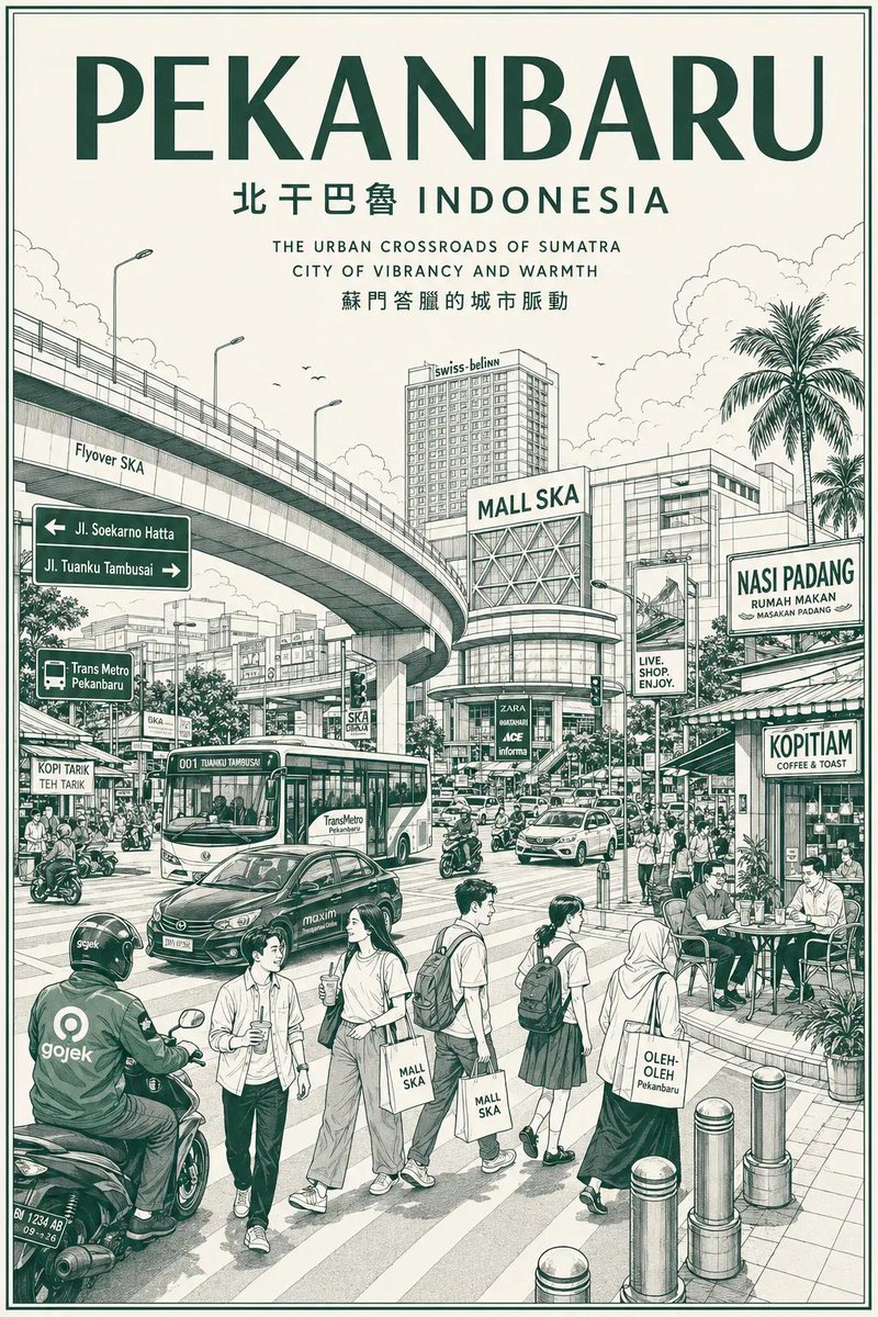 Vintage Monochrome City Travel Poster preview image