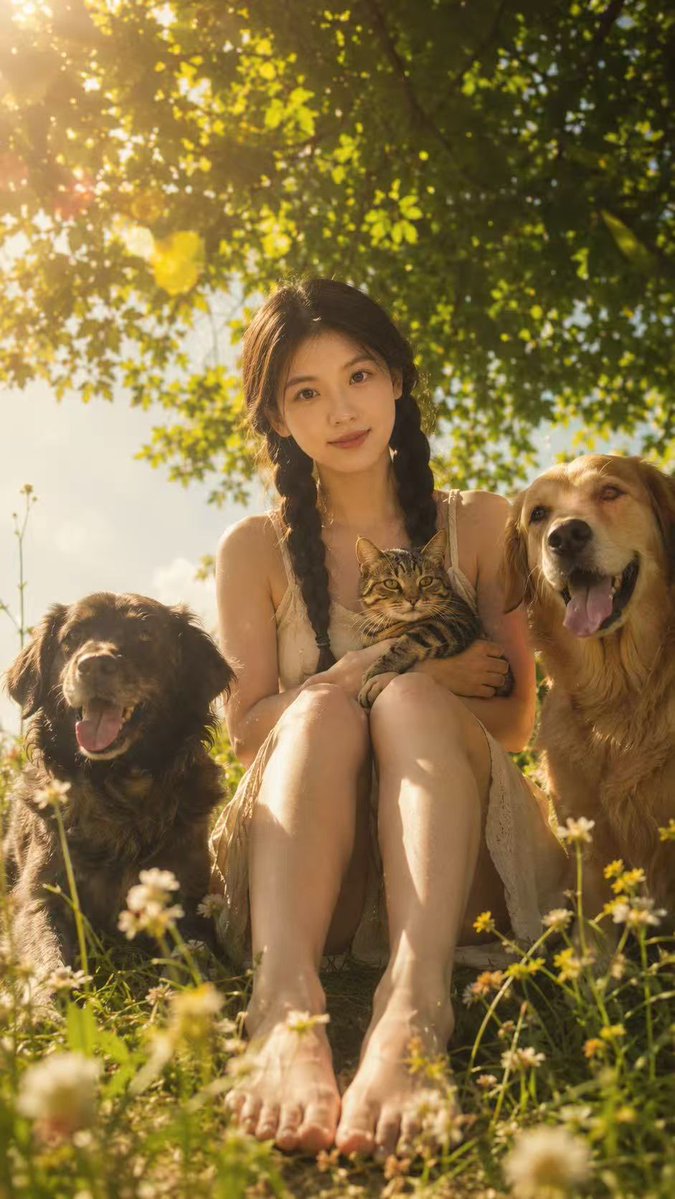 Golden Meadow Portrait with Pets preview image