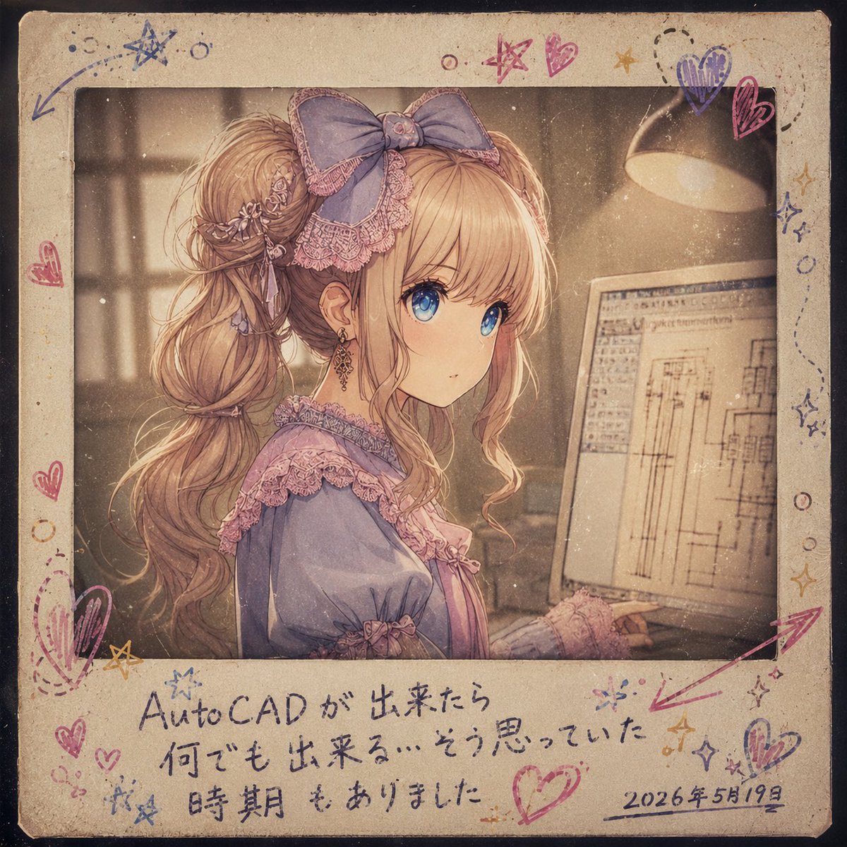 Melancholy AutoCAD Working Girl Polaroid preview image