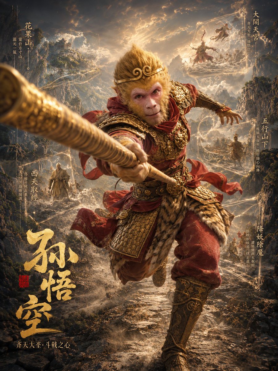 Sun Wukong Epic Fantasy Poster preview image