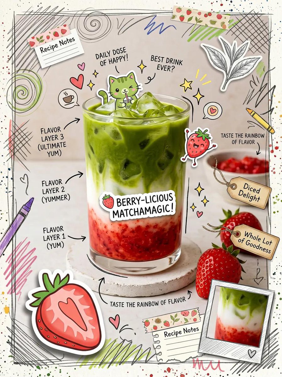 Kawaii Cafe Food Scrapbook Poster preview image